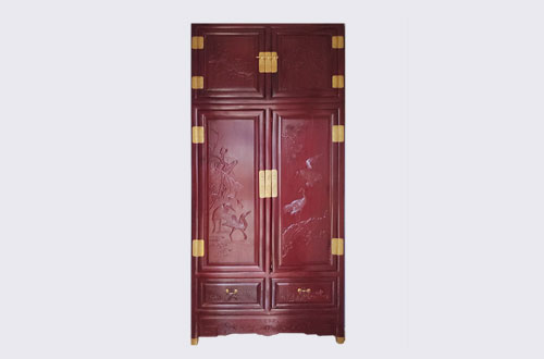 丰台高端中式家居装修深红色纯实木衣柜