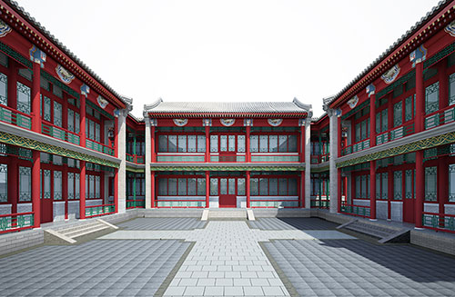 丰台北京四合院设计古建筑鸟瞰图展示