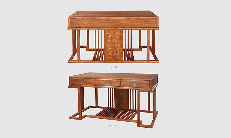 丰台 别墅中式家居书房装修实木书桌效果图